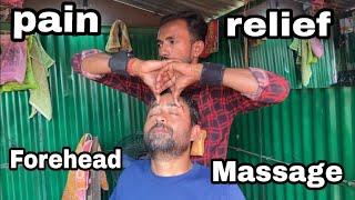 Head massage at Indian street side barber shop ! very simple barber shop head & back massage //asmr