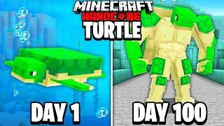 I Survived 100 Days as a TURTLE in Hardcore Minecraft!