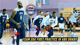 FIRST Day of Team USA Basketball Practice in Abu Dhabi 2024! James, Curry, Tatum, Edwards, AD, KD
