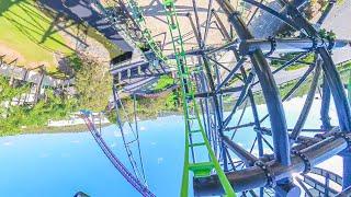 Green Lantern Coaster - Warner Brothers Movie World - Onride - 4K - Wide Angle