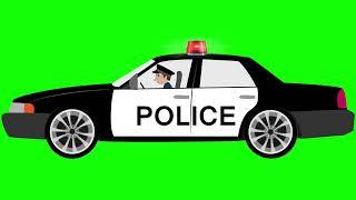 police car with police man green screen video footage