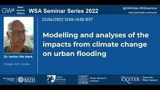 WSA Seminar Series: Modelling and analyses of the impacts from climate change on urban flooding
