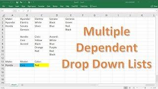 How To Create Multiple Dependent Drop Down Lists In Excel