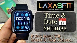 Laxasfit ⌚️ Time & Date Settings | How To Set Time I9 Pro Max / Smart Watch 8 9 Ultra Laxasfit..