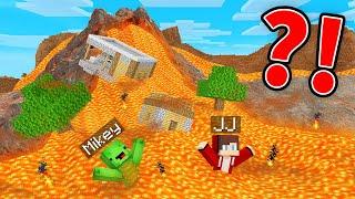 Mikey and JJ Survive The Volcano Eruption in Minecraft (Maizen)