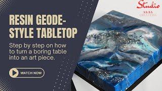 How to refurbish a boring tabletop and turn it into a resin, geode-style art piece.