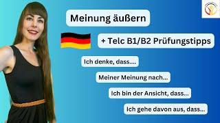 Redemittel Meinungsäußerung // B1 und B2 mündlicher Teil Prüfungstipps #deutschlernen #telc  #dtz