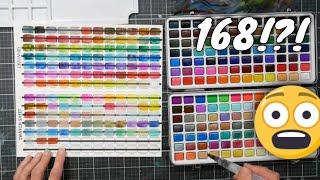 What was I thinking swatching 168 colors?!? Drawnby Watercolor set swatching, demo, and review