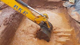 JCB as water pump | Alternative to Electricity | JCB Working Video | Pond construction Video