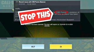 YOU CAN GET BANNED IN CODM BECAUSE OF THIS  HOW PLAYERS ARE GETTING BAN FOR COD POINTS COD MOBILE