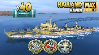 Destroyer Halland: Torpedo terror (40) on map Haven - World of Warships