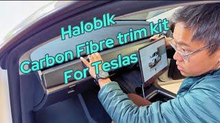 The Carbon Fibre trim kit you want ~ Haloblk Dashboard & Door Panel kit for Teslas!