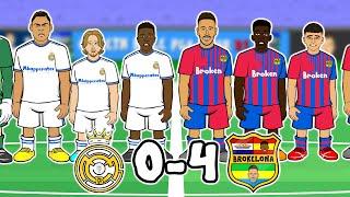 0-4! Real Madrid vs Barcelona (El Clasico 22 Aubameyang Torres Cartoon Goals Parody Highlights)