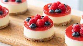 Mini White Chocolate Raspberry Cheesecake / No Bake / Easy Recipe