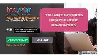 TCS nqt 2021 official sample code discussion | Sample code of tcs nqt