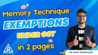 Exemptions - Memory Technique | Entire chapter in 2 pages | CA Amit Mahajan