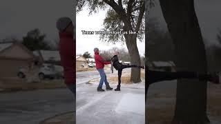 When the ice helps ️ #texasweather #texaswinterstorm #snowyweather #ballet #ballerina #partnering