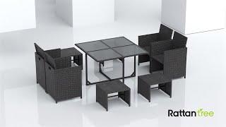 RattanTree|How to Assemble 9 PCS Rattan Garden Furniture Set with 1 Dining Table and 4 Chairs (2021)