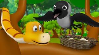 காகம் முட்டை மற்றும் பாம்பு - The Crow’s Eggs and Snake Tamil Story 3D Kids Moral Stories