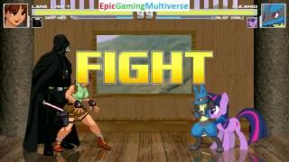 Twilight Sparkle & Lucario The Pokemon VS Lara Croft & Darth Vader In A MUGEN Match / Battle / Fight