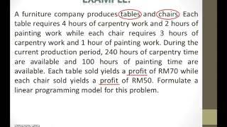 Formulating a Linear Programming Model