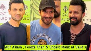 Atif Aslam - Feroze Khan - Shoaib Malik at Sajid’s Salon launch