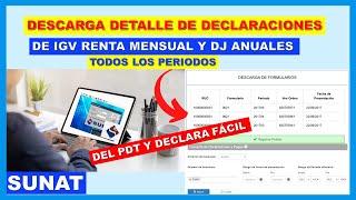 COMO DESCARGAR EL DETALLE de DECLARACIONES del PDT y Declara Fácil SUNAT