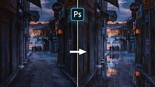 Create Realistic Reflective Puddles  | Photoshop 2022 Tutorial