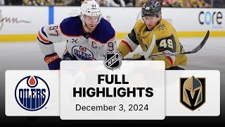 NHL Highlights | Oilers vs. Golden Knights | December 03, 2024