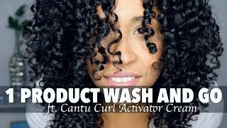 One Product Wash and Go ft. Cantu Curl Activator Cream | Curly Hair Routine