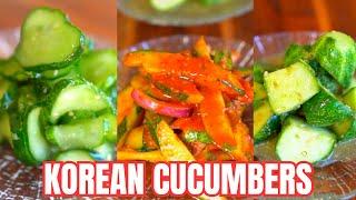 Korean Cucumber Side Dishes: 1 Spicy + 2 Non-Spicy (Oi muchim: Seasoned Cucumber) 오이무침 3가지 + 꿀팁