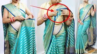 Silk saree wearing tips and tricks | perfect shoulder pleats making tricks for beginners