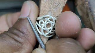 Beautiful twisted silver ring making ! How to make twisted ring