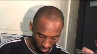 Lakers guard Kobe Bryant on Orlando's Matt Barnes