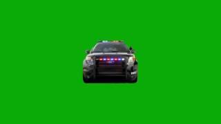 Free Green Screen Video  |  police car approaching stright