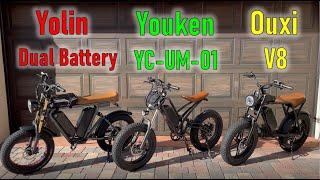 Compare 3 eBikes - Yolin vs Youken YC-UM-01 vs Ouxi V8