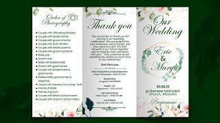 How To Design a TRI FOLD WEDDING PROGRAM OUTLINE in Photoshop | Step by Step