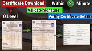 Download O level Certificate ||Steps to Validate Digital Signature||Verifiy Certificate Details