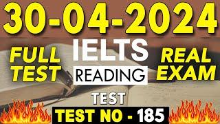 IELTS Reading Test 2024 with Answers | 30.04.2024 | Test No - 185