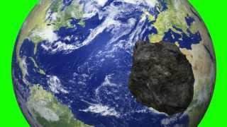 meteor flying throught to earth in high speed in green screen footage