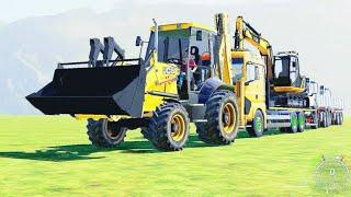 farming simulator 19 jcb backhoe and jcb excavator loading sand in dumper - jcb game