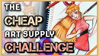 BEST CHEAP ART SUPPLY CHALLENGE | drawing BLOSSOM from THE POWERPUFF GIRLS