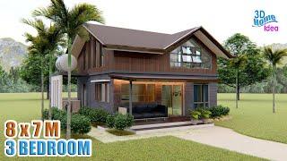 ( 8 X 7 Meters ) Excellent SMALL LOFT HOUSE IDEA with 3 Bedroom