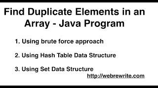 Java Program to Find Duplicate Elements in an Array
