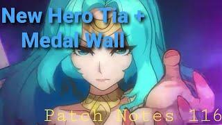 Update: Patch 116 - New Hero Tia + New Feature Medal Wall