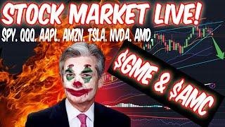 UNEMPLOYMENT TICKS UP! STOCK MARKET LIVE! AMC. GME. TSLA.