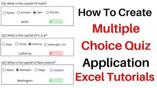 How To Create A Multiple Choice Quiz In Excel