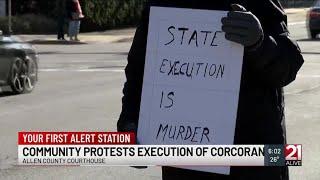 Protest against execution of Joseph Corcoran held at Allen County Courthouse Saturday