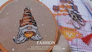 Little squirrel and little gnome cross stitch, beautiful and fun