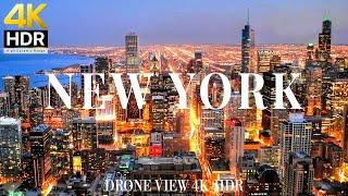 New York 4K drone view  Flying Over New York | Relaxation film with calming music - 4k HDR